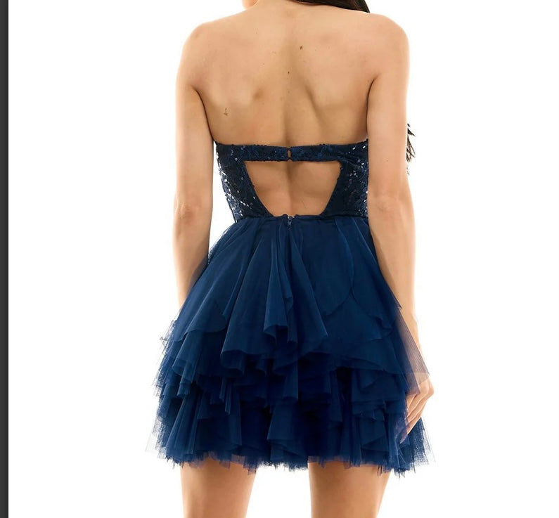 Junior blue flare sequin mini