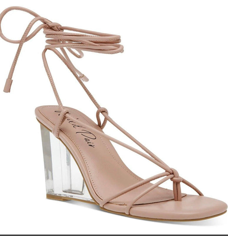 Strapping clear heel wedge heels