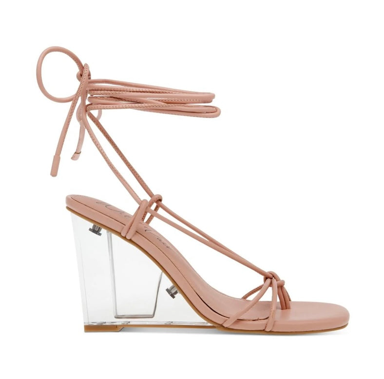 Strapping clear heel wedge heels