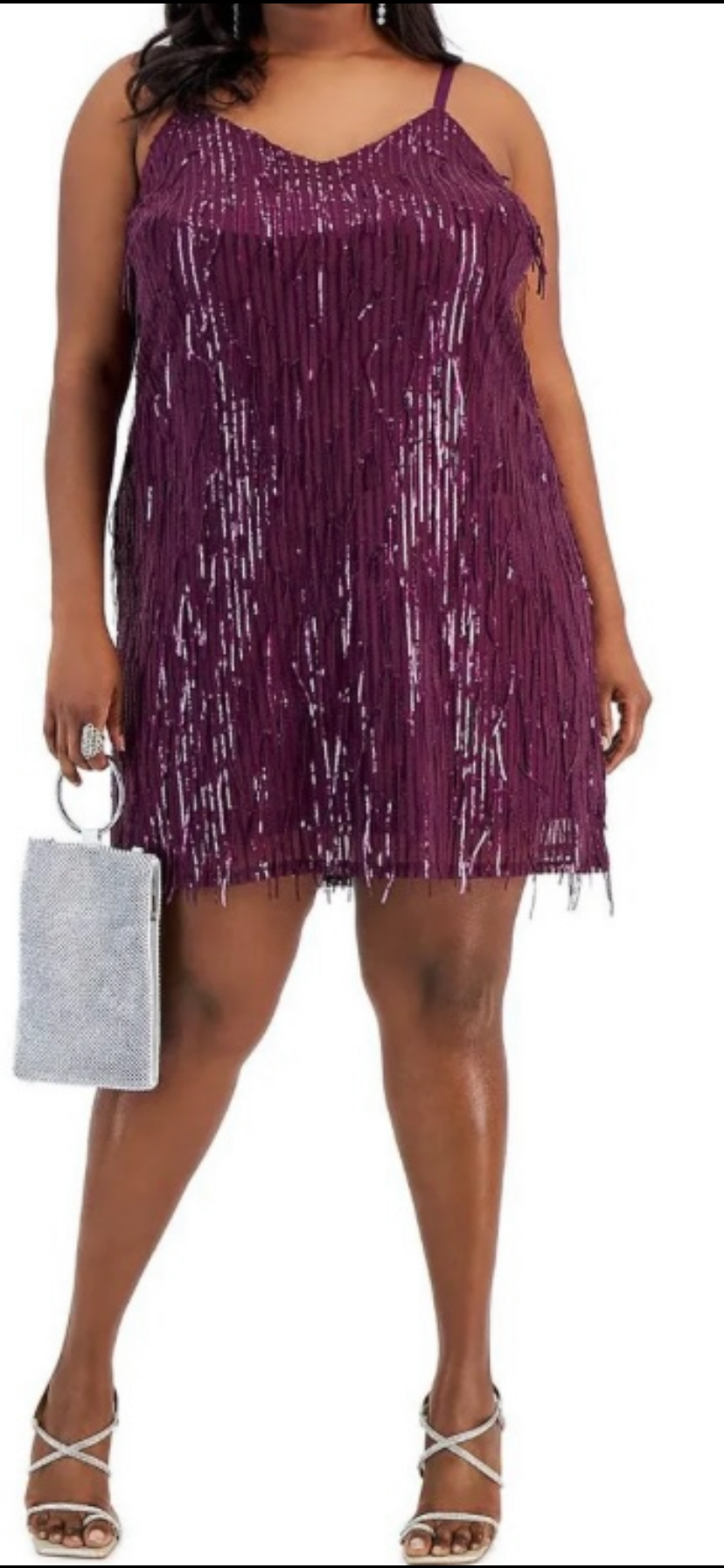 Cocktail party dress with sequin/fringe