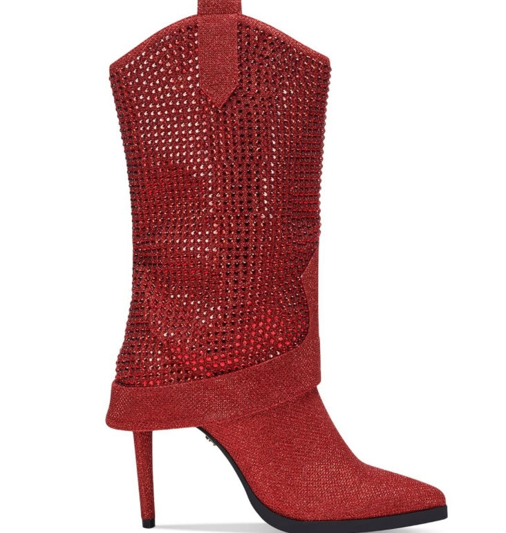 Embellished red boots