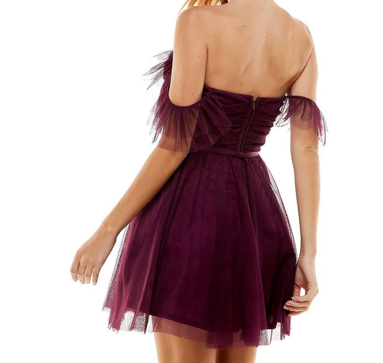 Rucked fit and flare junior dress