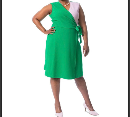 Women’s green/pink wrap dress