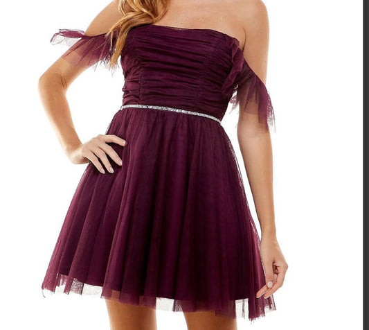 Rucked fit and flare junior dress