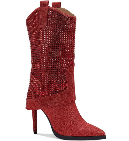 Embellished red boots