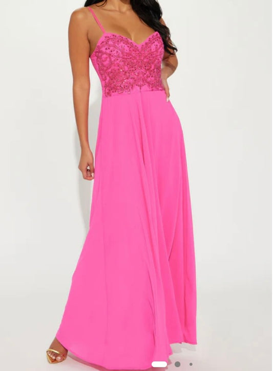 Chiffon gown fuchsia