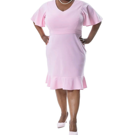 Pink dress ruffle bottom