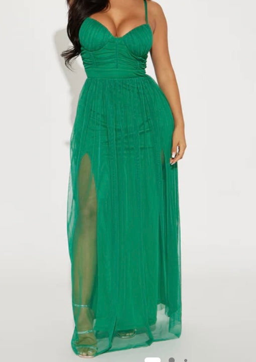 Tulle Maxi dress/green