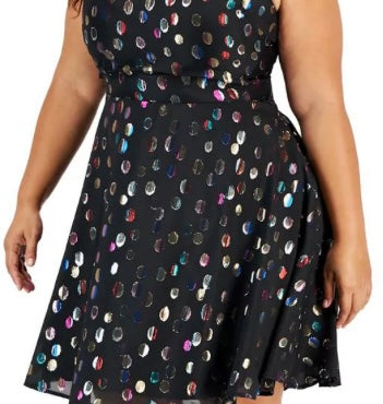 Plus size fix and flare metallic party dress